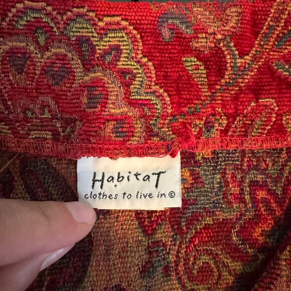 Habitat Red Paisley Print Tapestry Collarless Jacket, Arty Coat,  Size Large - Picture 4 of 8